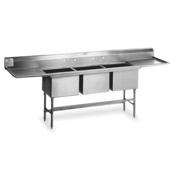 Kitchen Sink 18 in x 20 in, 3, 3, Floor Mount, 304 Stainless Steel