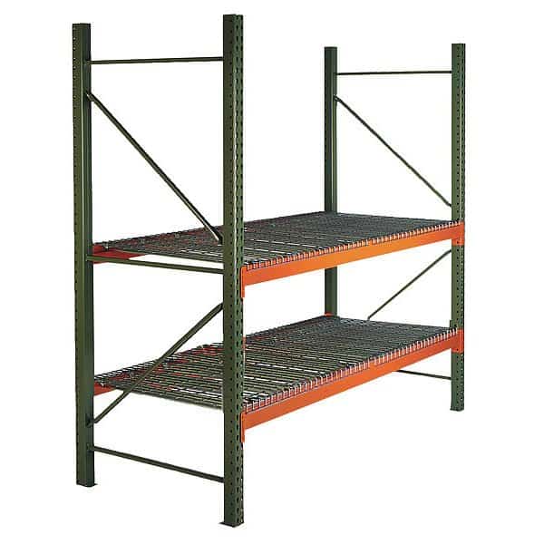 Pallet Rack Starter Unit, Teardrop, Roll Formed Style, 8 ft H, 102 in W, 42 in D, Green/Orange