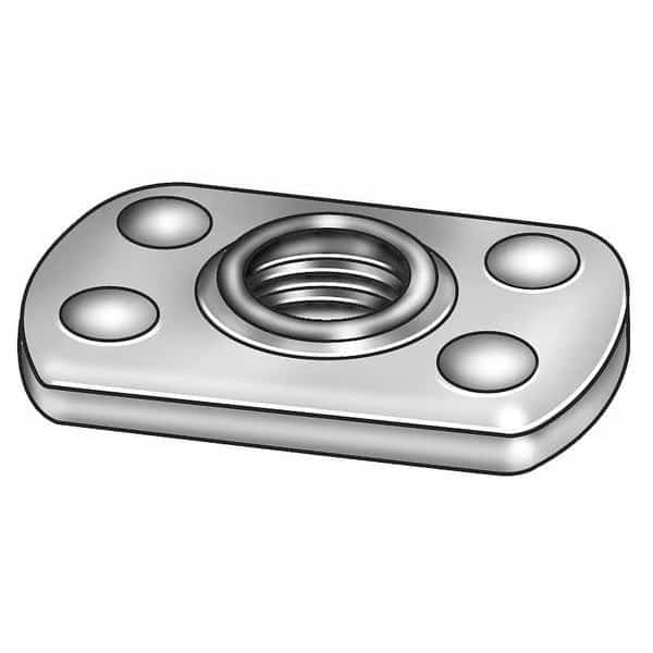 Tab Weld Nut, #10-32, Steel, 7/16 in Wd, 5/8 in Lg, 1/32 in Ht, 50 PK