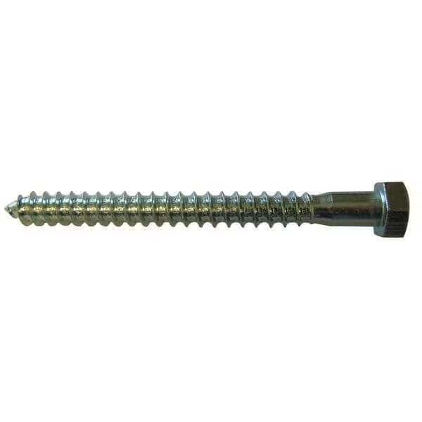 Lag Screw, 1/4 in, 5 in, Steel, Zinc Plated Hex External Hex Drive, 100 PK