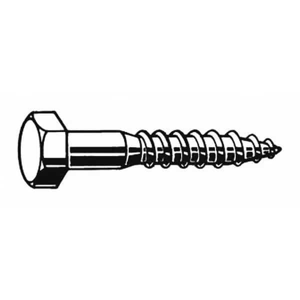 Lag Screw, 3/8 in, 1-1/2 in, 18-8 Stainless Steel, Plain Hex External Hex Drive, 25 PK