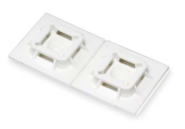 Cable Tie Mounting Base, Nylon 6/6, White, 1 in L