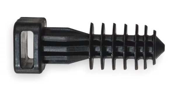 Masonry Push-In Cable Ties Mount, Nylon 6/6, Black, 0.53 in L