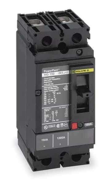 Molded Case Circuit Breaker, 175 A, 600V AC, 2 Pole, Free Standing Mounting Style, JD Series, SQUARE D, Mfr# JDL26175