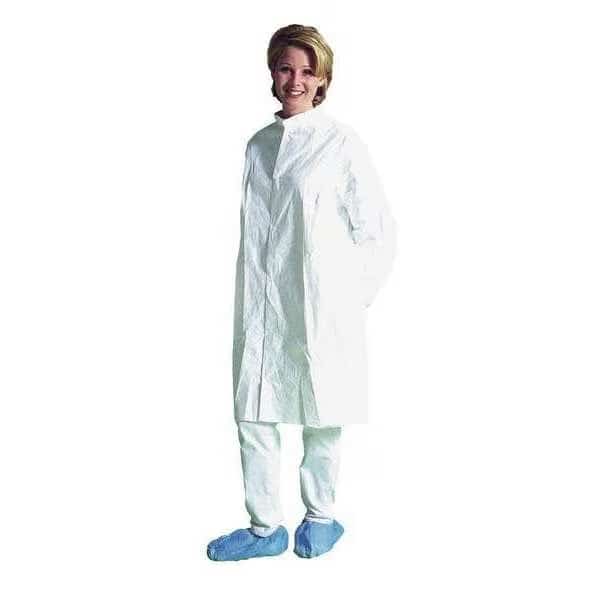 Cleanroom Coat, 4XL, Tyvek(R), Wht, PK30, Dupont, Mfr#: IC270BWH4X00300C