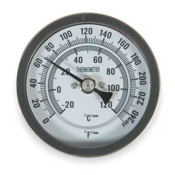 Bimetal Thermom, 3 In Dial, 0 to 250F