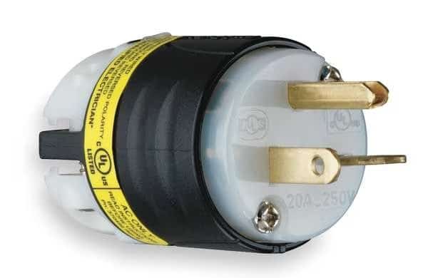 Straight Blade Plug, 6-20P, 20 A, 250V AC, 2 Pole, Screw Terminals, Grounded