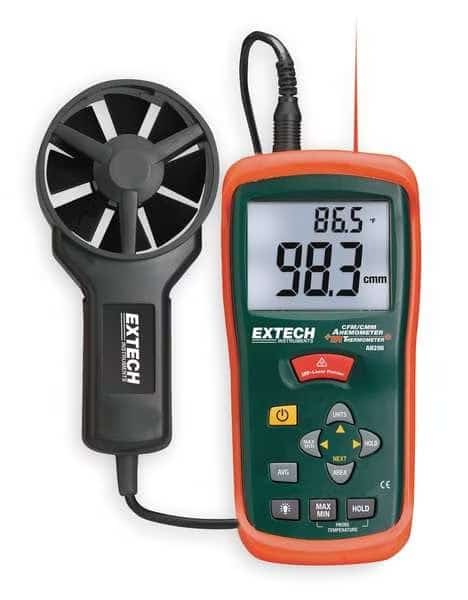Anemometer with IR Temp, 80 to 5900 fpm