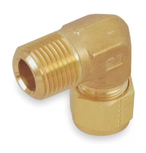 3/8" A-LOK x 1/4" MNPT Brass 90 Degree Elbow