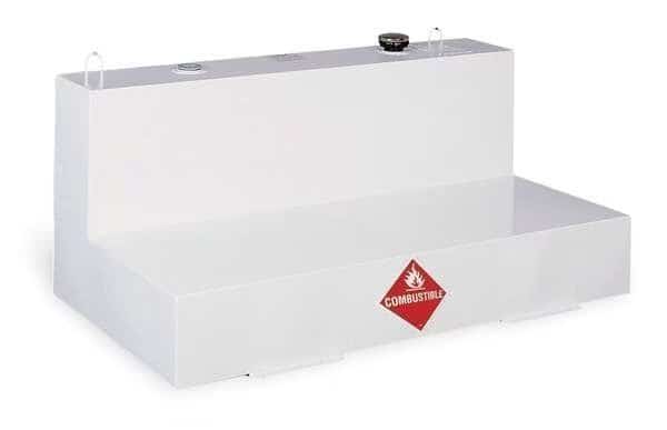 100 Gallon White L-Shaped Steel Liquid Transfer Tank for Trucks