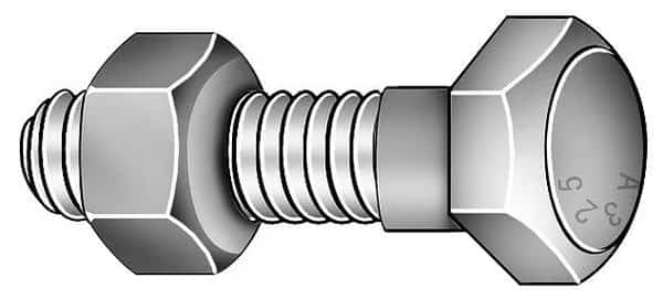 Grade A325, 1"-8 Structural Bolt, Hot Dipped Galvanized Steel, 7 in L, 70 PK