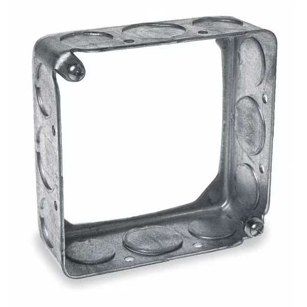 Extension Ring, 2 Gangs, Galvanized Steel, 1-1/2 in D, 4 in W, 4 in L