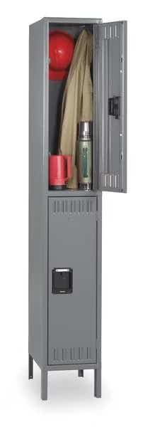 Wardrobe Locker, 12 in W, 18 in D, 78 in H, (1) Wide, (2) Tier, Gray