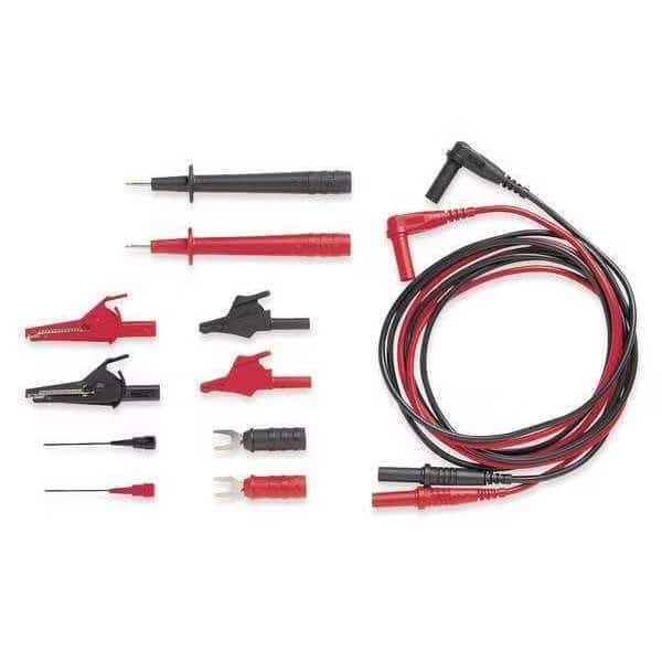 Electrical DMM Test Lead Kit, Right Angle Banana Plug, 4 ft., Silicone, Black, Red