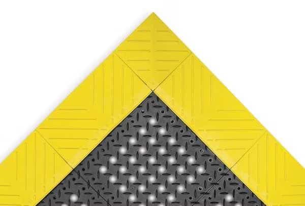 Interlocking Drainage Mat, 6 ft L x 4 ft W, 1 in Thickness, PVC, Diamond, Black