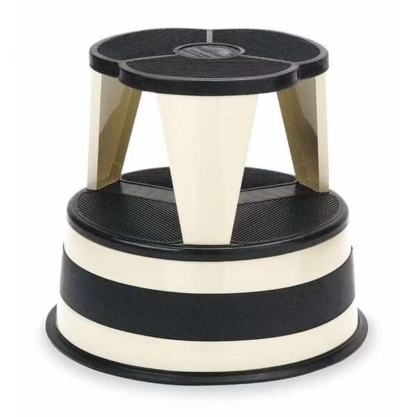 Round Office Stool, 2 Steps, 350 lb Load Capacity, 14 1/2 in Overall Height, Steel, Sand