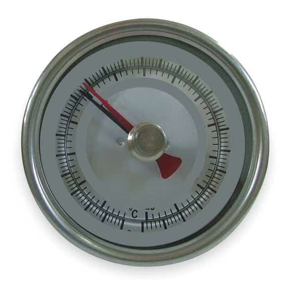 Maximum/minimum bimetal thermometer, range 0 to 140 Degrees F, 9" stem.