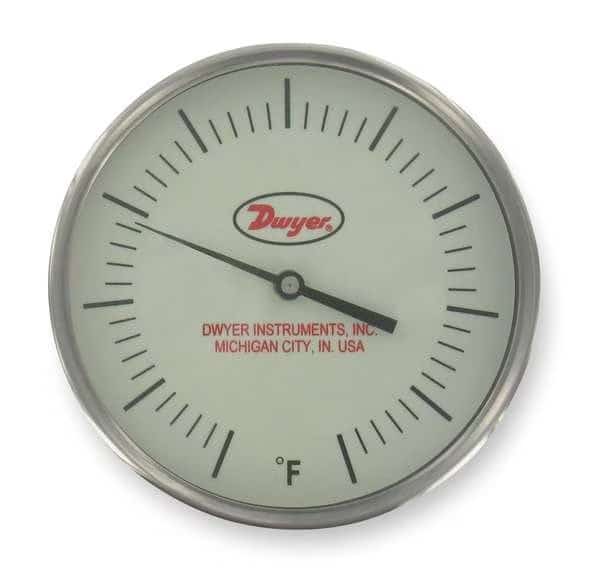Glow-in-the-dark bimetal thermometer, range 50 to 550 Degrees F, 2-1/2" stem.