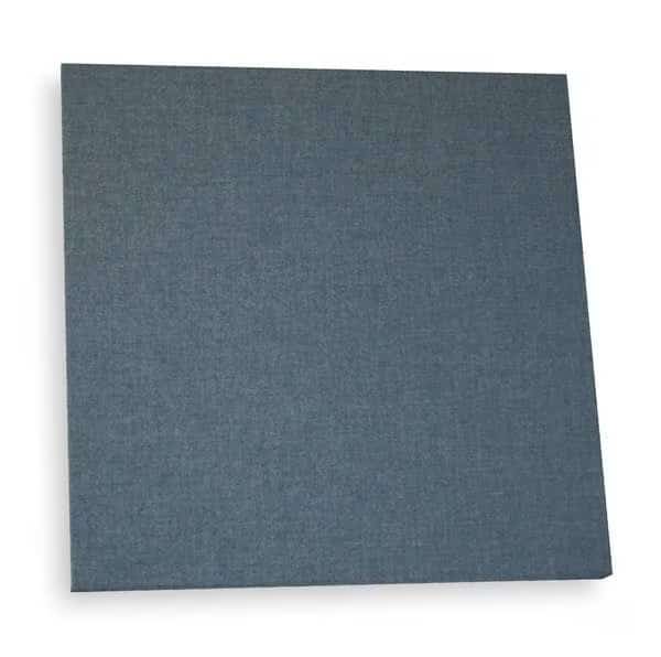 Acoustic Panel, 0.75 NRC, Fabric Faced Fiberglass, 24 in W, 24 in L, 1 in Thick, Blue