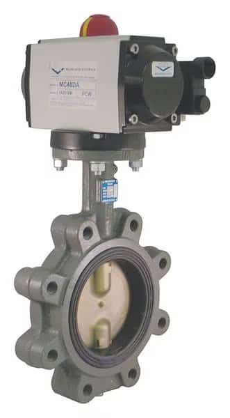Butterfly Valve, Dbl Acting, Cast Iron, 6In