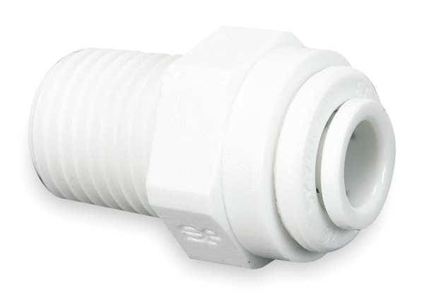 Male Adapter, 3/8 in Tube Size, Acetal, White, 10 PK