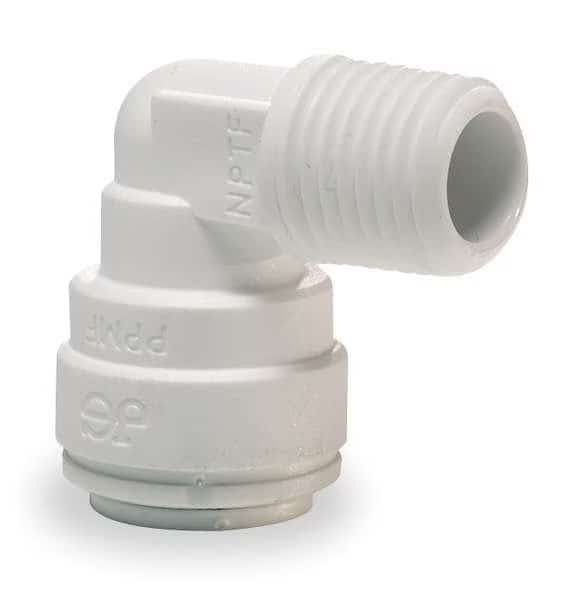 Fixed Elbow, 1/4 in Tube Size, Acetal, White, 10 PK, John Guest, Mfr#: CI480821W-PK10