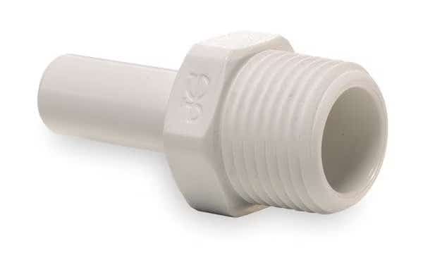Push-Fit Adapter Fitting, Polypropylene, White, 10 PK