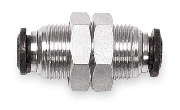 Push-Fit Union Fitting, Push-to-Connect x Push-to-Connect, 8mm Tube OD, Metal, 5 PK