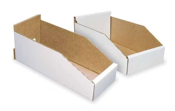 White Corrugated Shelf Bin, 11-3/4"L x 4-1/4"W x 4-3/4"H