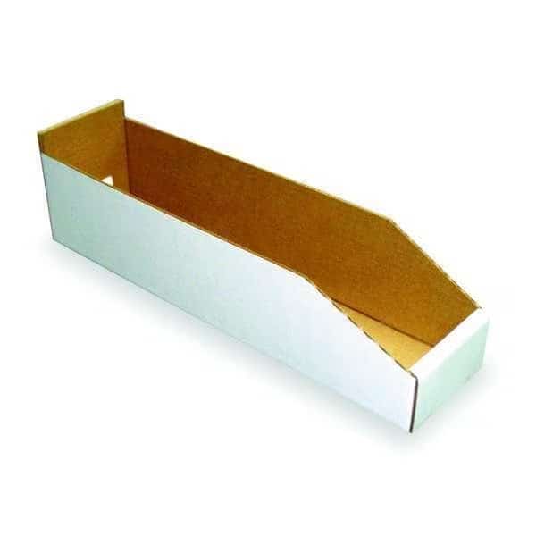 Corrugated Shelf Bin, Cardboard, 6 1/4 in W, 4 3/4 in H, White