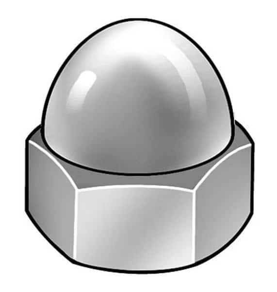 Standard Crown Cap Nut, 5/16"-24, Steel, Chome Plated, 0.725 H, 5 PK