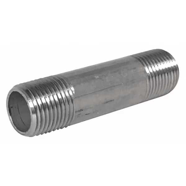 2" MNPT x 10" TBE Stainless Steel Pipe Nipple Sch 40, Wall Thickness: 1/8 in