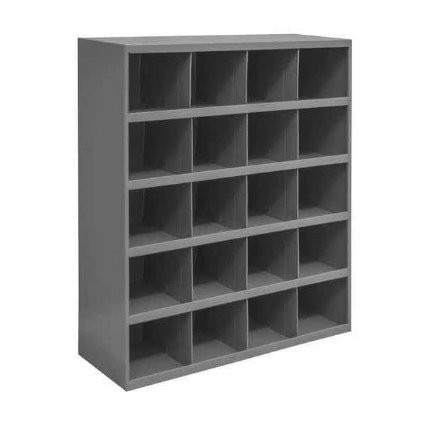 Prime Cold Rolled Steel Pigeonhole Bin Unit, 12 in D x 42 in H x 33 3/4 in W, 5 Shelves, Gray