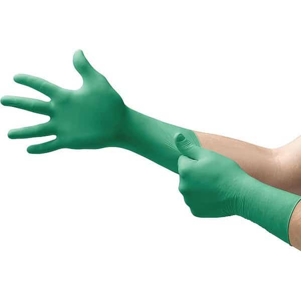 Cleanroom Gloves, 5 ISO Class, Neoprene, 11 1/2 in L, 7 mil, Green, S, 200 PK