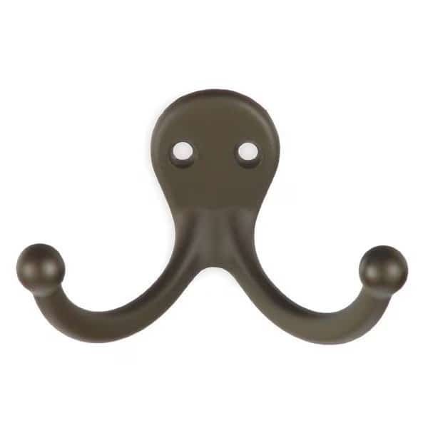 Coat and Hat Hook, Bronze, L 1 1/16 In