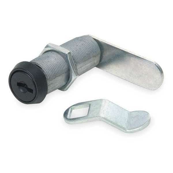 Disc Tumbler Keyed Cam Lock, Black Powder coated, 17/32 in For Door Thickness, 2 Number of Keys