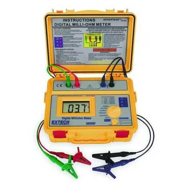Milli Ohm Meter,200m Ohms-2000 Ohms, Mfr#: 380580, EXTECH