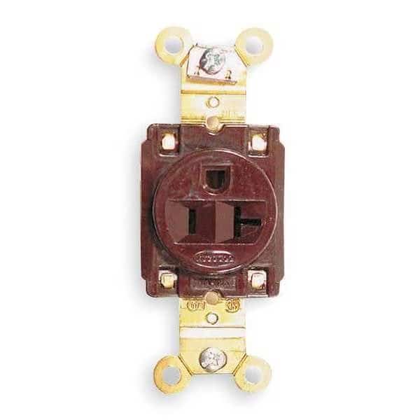 Straight Blade Receptacle, 5-20R, 20 A, 125V AC, 2 Pole, 3 Wire, Flush Mount, Single