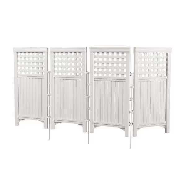 Outdoor 4 Panel Screen Enclosure, Resin, 44 in H, White