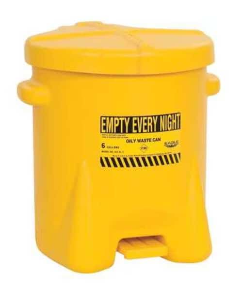 Oily Waste Can, 6 Gal., Poly, Yellow