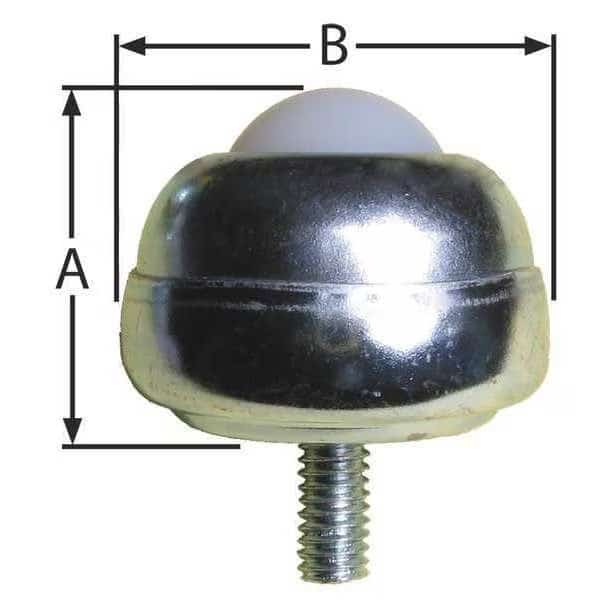 Ball Transfer, Threaded, 1In Ball Dia, Ashland Conveyor, Mfr#: BT S 5/16-18 1DIA 35 NYL/CS