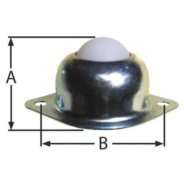 Ball Transfer, Flange, 1In Ball Dia