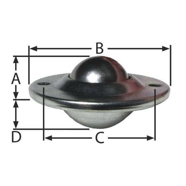 Ball Transfer, Cntrsunk, 1In Ball Dia
