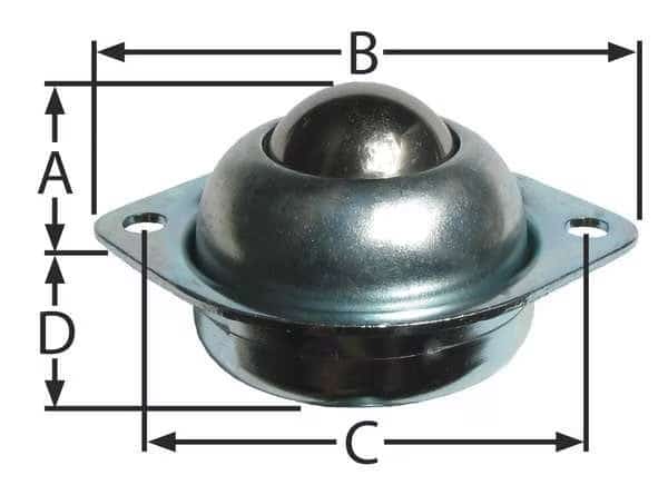 Ball Transfer, Cntrsunk, 1In Ball Dia