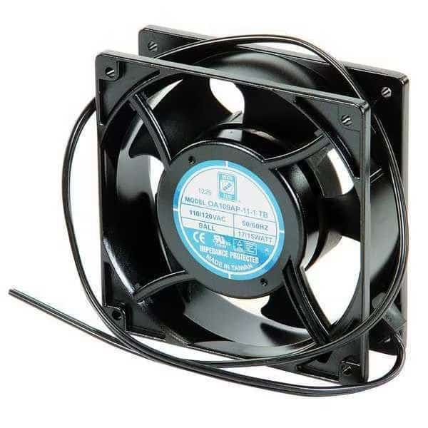 Axial Fan, Square, 115V AC, Plastic/Steel, 4 11/16 in W.