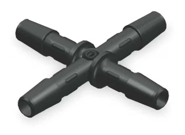 Cross Connector, 1/16 In, Barbed, HDPE, PK10