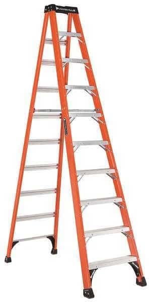 Stepladder,Fiberglass,10 ft H,375 lb Cap, Mfr#: FS1410HD, LOUISVILLE