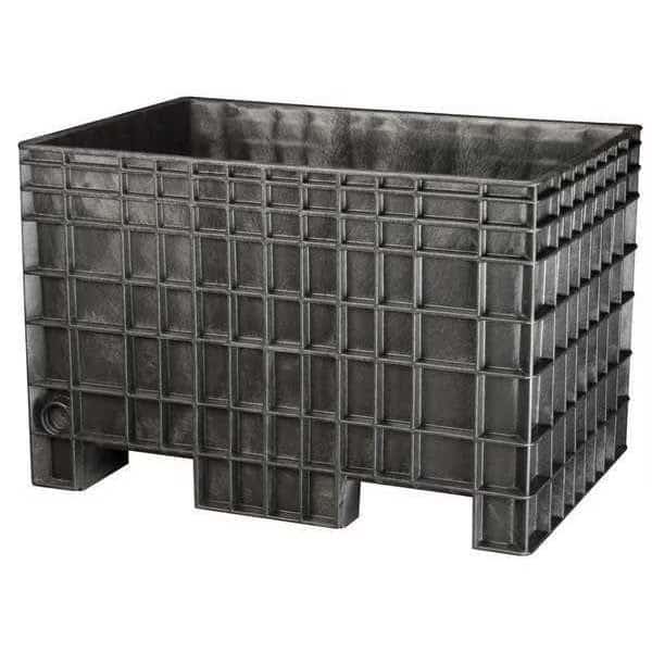 Bulk Container, 13.8 cu ft, 41 5/8 in L, 28 3/4 in W, 27 3/4 in H, Black, Plastic