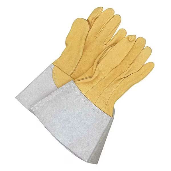 64-1-1741 Welding Gloves, Gauntlet Cuff, Straight Thumb, Premium Deerskin, XS, 1 PR