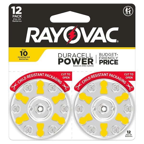 Hearing Aid BATT, 1.4V DC, 100 mAh CA, PK12